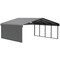 Arrow Storage Products Galvanized Steel Carport, W/ 1-Sided Enclosure, Compact Car Metal Carport Kit, 20'x20'x9', Charcoal CPHC202009ECL1 - alternate 1
